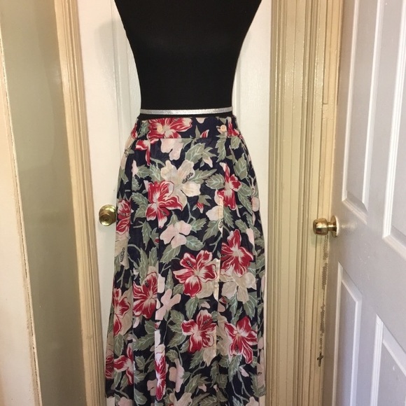 🍂🍁 Fall Vintage Mexx Floral Midi Button Wrap Skirt Sz 5/6 - Picture 3 of 8